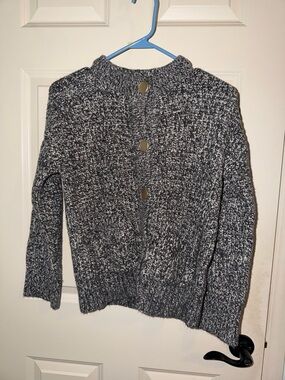 Abercrombie & Fitch Black and White Marled Button-Back Sweater